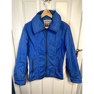Vintage 70s Jean Claude Killy Blue White Red Ladies Ski Jacket Size 38 (S/M)
